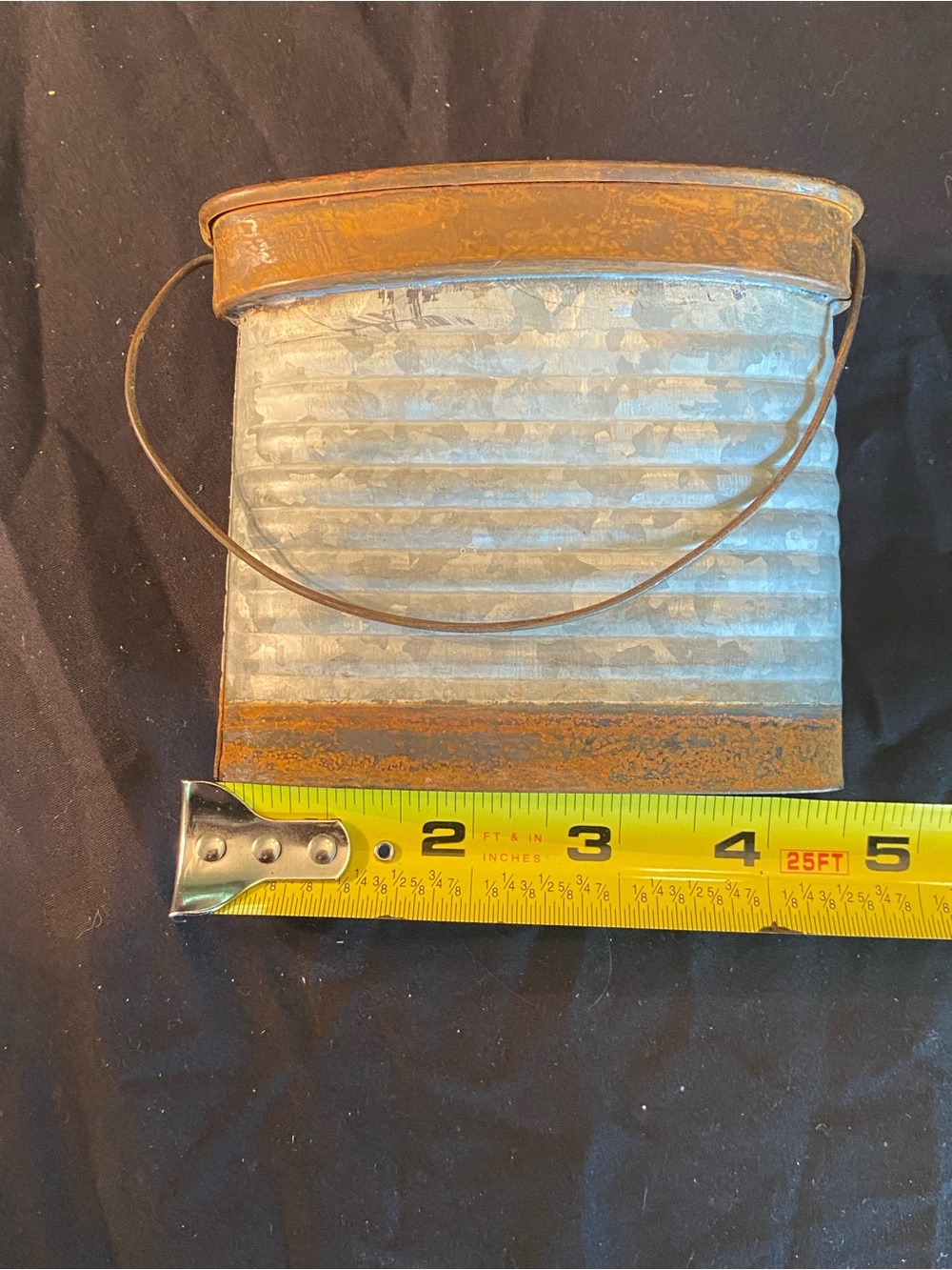Rustic Galvanized Metal Bucket with Handle - Silver & Rust